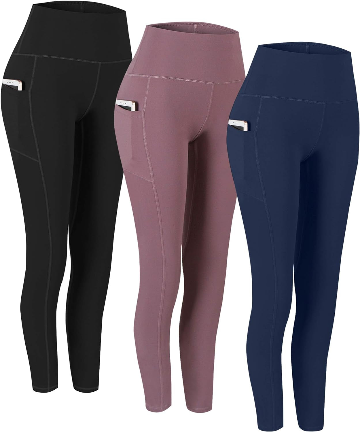 Elevate Your Workout: 2 Pack High Waist Tummy Control Yoga Pants with Pockets - 4 Way Stretch Leggings