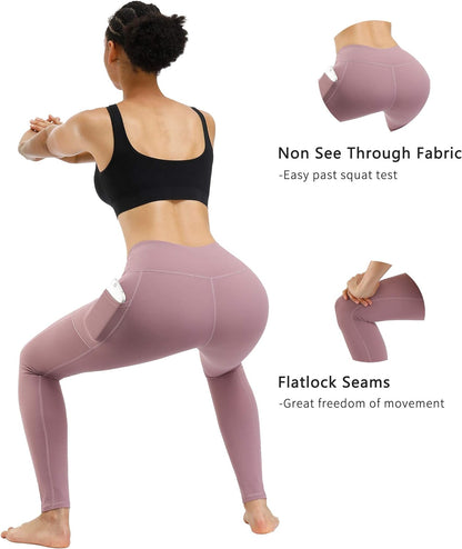 Elevate Your Workout: 2 Pack High Waist Tummy Control Yoga Pants with Pockets - 4 Way Stretch Leggings