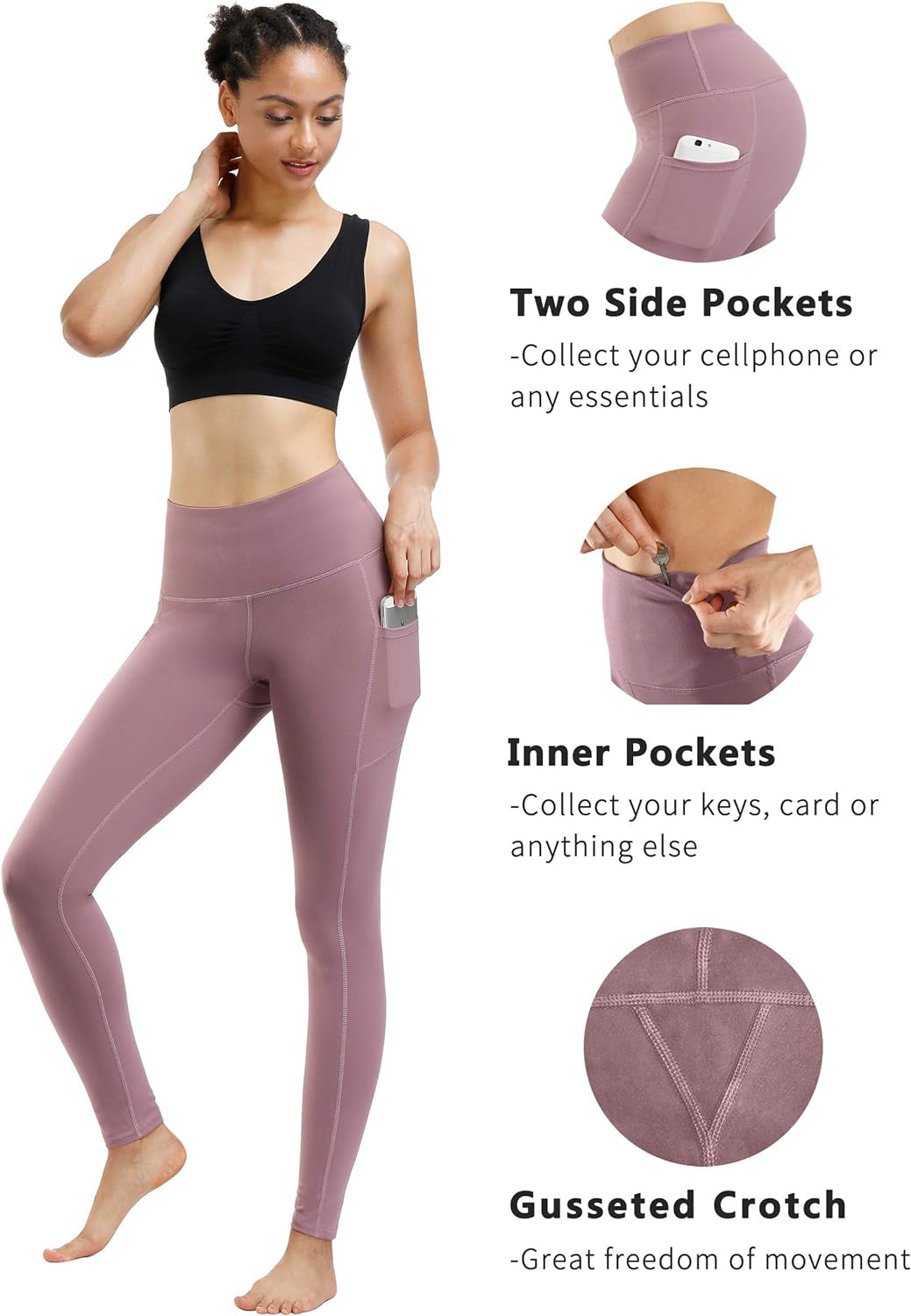 Elevate Your Workout: 2 Pack High Waist Tummy Control Yoga Pants with Pockets - 4 Way Stretch Leggings